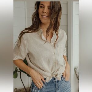 Neuflora 100% linen button down top